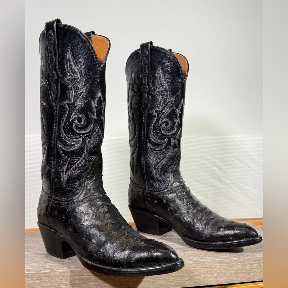 Men’s Black Jack Full Quill Ostrich Cowboy Boots Size 6.5 A (narrow) Made In USA